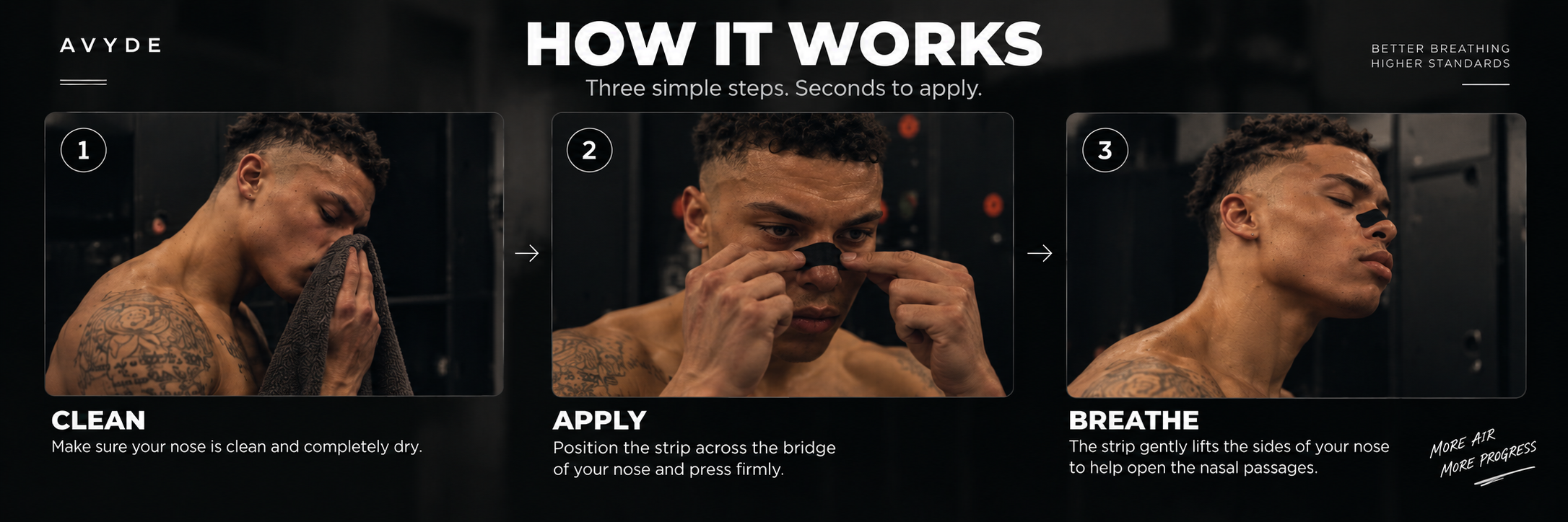 How to apply AVYDE nasal strips in three simple steps
